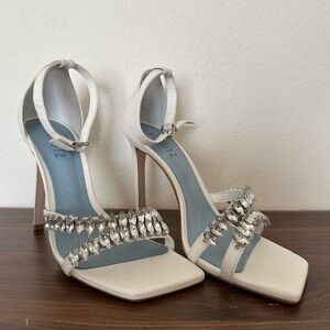 SCHUTZ Cream Heels with Silver Embellishments - NWT